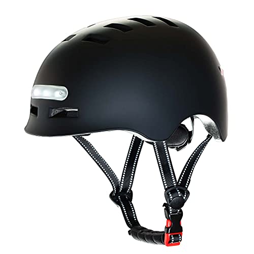 MOLTO| Casco con luz Frontal y Trasera LED para Adultos | Ideal para patinetes eléctricos, Bicicletas, Scooter o monopatín| Resistente y Duradero | Funciona con baterias Recargables