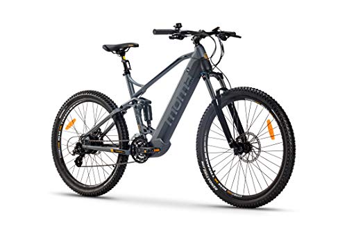 Moma Bikes Bicicleta Eléctrica E-MTB 27.5" Full Suspension, Shimano 24vel, frenos hidráulicos, batería Litio 48V 13Ah (624Wh)