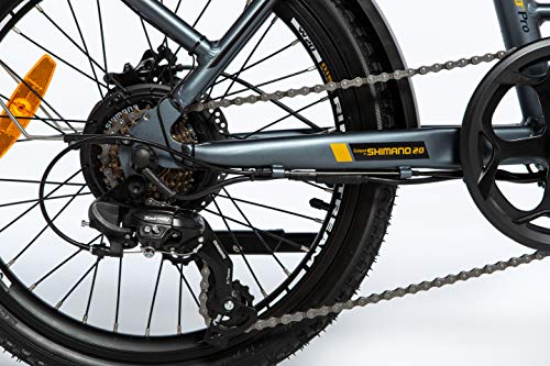 Moma Bikes Bicicleta Electrica Plegabe Ebike 20PRO, Aluminio, Shimano 7V, Batería Litio integrada y extraible 48V 13Ah