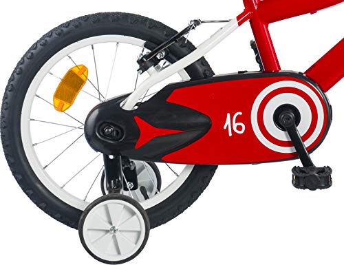 Moma Bikes - Bicicleta Infantil 16" con ruedines incluidos, Rojo, Talla Única