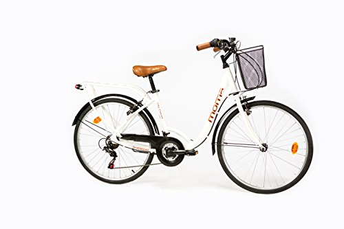 Moma Bikes City Classic 26"- Bicicleta Paseo, Aluminio , Cambio Shimano TZ-50 18 vel., Blanco