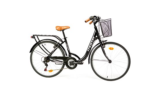 Moma Bikes City Classic 26"- Bicicleta Paseo, Aluminio , Cambio Shimano TZ-50 18 vel., Negro