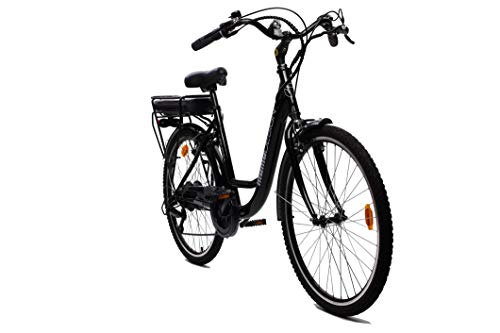 MOMO Design Venecia Bicicleta eléctrica de pedaleo asistida, Unisex Adulto, Negro, Talla única