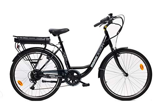 MOMO Design Venecia Bicicleta eléctrica de pedaleo asistida, Unisex Adulto, Negro, Talla única