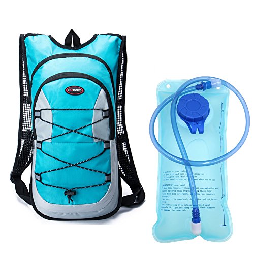 monvecle sistema de hidratación agua mochila mochila vejiga bolsa bicicleta/senderismo escalada bolsa + 2L hidratación vejiga, Unisex, Cyan