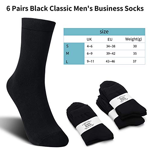 MOSOTECH 6 Pares Calcetines para Hombre y Mujer, Unisex Basic Transpirables Calcetines de Algodón, Cómodos Calcetines de Vestir, Negro