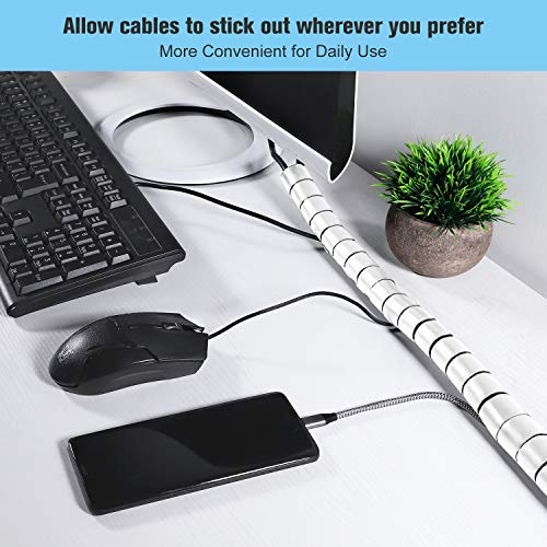 MOSOTECH Organizador Cables, Cubre Cables de 2m, Flexible Funda Organizador Cables, Organizador de Cables Mesa, Recoge Cables para Office y PC Escritorio, 2m-Ø16mm,Blanco