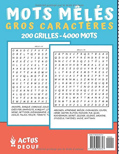 Mots Mêlés Gros Caractères Adultes: 200 grilles & 4000 mots avec solutions | 1 grille par page | Cadeau idéal pour vacances et temps libre