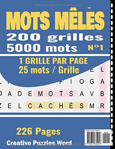 Mots Mêlés Gros Caractères: Pour Adultes et juniors | 1 grille par page | Livre de jeux de 200 grilles & 5000 mots avec solutions | Volume 1 - ... 256 pages | Idée Cadeau - Fabriqué en France