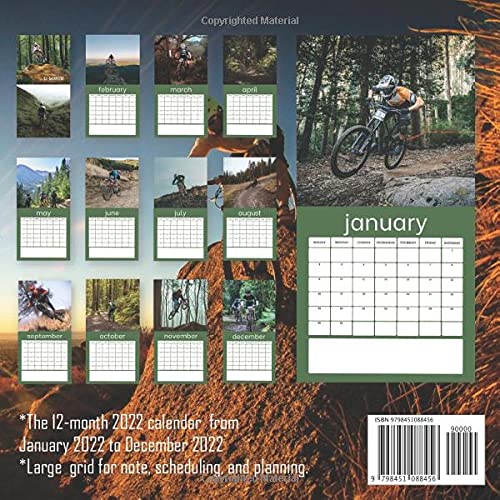 Mountain bike 2022 Calendar: Beautiful Calendar with Large Grid for Note - To do list, Gorgeous 8.5x8.5'' Small Calendar, Non-Glossy Paper