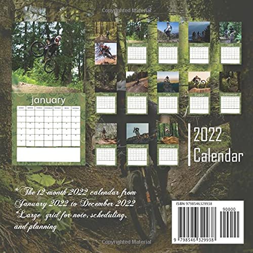 Mountain Bike 2022 Calendar: Mini Calendar 2022 with Large Grid for Note - To do list, Gorgeous 7x7'' Small Calendar, Non-Glossy Paper