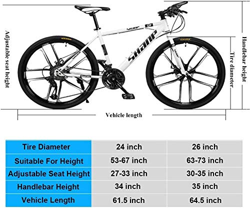 Mountain Bike Bicicletas montaña aleación de aluminio de velocidad variable para cross-country Bicicleta deportes para hombres y mujeres adultos Bicicleta Road MTB -Feather White L 27.5 Inch 27 Speed