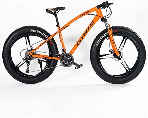 Mountain Bikes Teens Mountain Bikes 21-Speed ​​24 Inch Fat Tire Bicicleta Bicicleta con marco de acero de alto carbono Hardtail Mountain Bike con freno de doble disco Amarillo Spoke-3 Spoke_Black