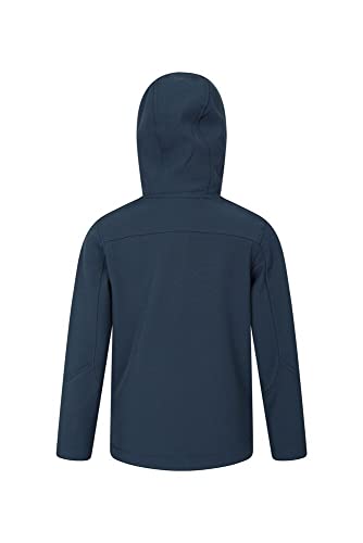 Mountain Warehouse Exodus Chaqueta Softshell para niño - Chaqueta Impermeable con Forro Polar, Cortavientos, Transpirable Trekking, montaña y Entretiempo Azul Marino 7-8 Años