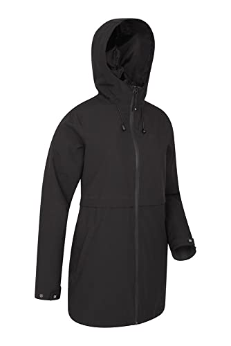 Mountain Warehouse Hilltop Chaqueta Impermeable para Mujer - Ligera, para Lluvia, Transpirable, Costuras Selladas, Ajustable, Bolsillos - para Verano, Senderismo, Viajes Negro 34