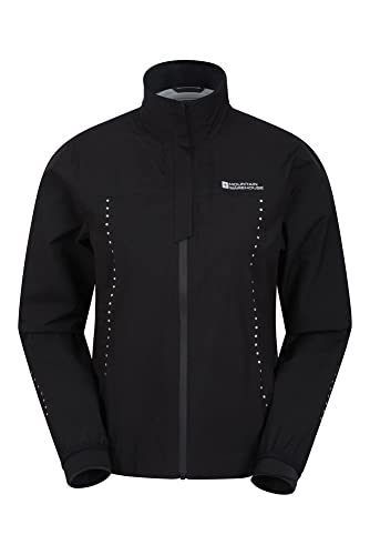 Mountain Warehouse Pro Chaqueta con 2,5 Capas para Mujer - Abrigo Impermeable, Transpirable, Cortaviento, Costuras Selladas - para Ciclismo, Correr, Senderismo Negro 44