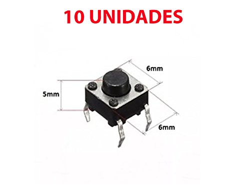 Movilideas - 10x Micro Pulsador SWITCH 6x6x5 mm PCB 4 PINES CORTOS.