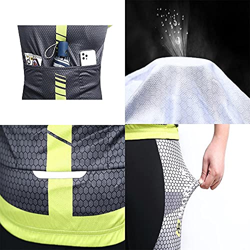 Moxilyn Ropa de Ciclismo para Hombre Traje de Bicicleta Conjunto de Verano Top + Bib Shorts Acolchados, Almohadilla de Asiento de Gel 9D para Montar En Bicicleta Conjunto Cómodo y De Secado Rápido