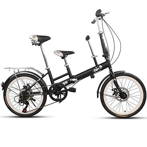 MQJ 20 Pulgadas Bicicleta, Madre E Hijo Tandem Tandem Cambio de Cambio de Cambio de Cerca de Freno Cinturón de Seguridad Doble Madre Pick Up Bicicleta de Niño,Negro