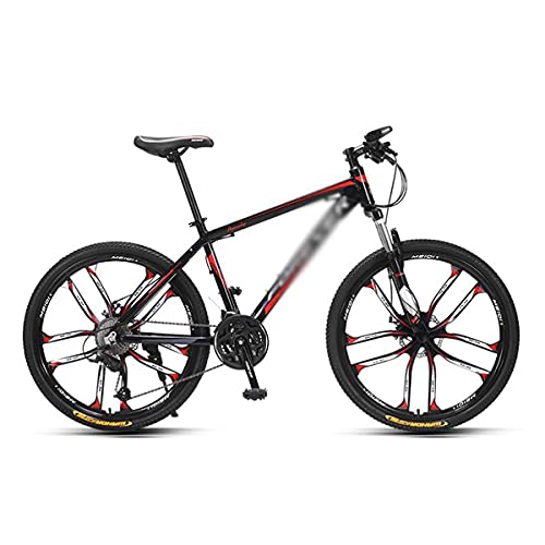 MQJ Bicicleta de Montaña para Adultos Bicicleta de Acero de Carbono Bicicleta de 26 Pulgadas Rueda de Doble Disco de Los Frenos de Engranajes de Velocidad de 24/27 Velocidades Mer Mtb Bicycle/Rojo/27