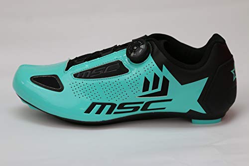 MSC Bikes Aero Road Zapatilla de Ciclismo, Adultos Unisex, Turquesa, 47