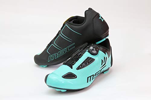 MSC Bikes Aero Road Zapatilla de Ciclismo, Adultos Unisex, Turquesa, 47