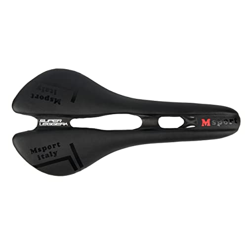 Msport Sillín de bicicleta de fibra de carbono para bicicleta de carretera y MTB muy ligero (negro)