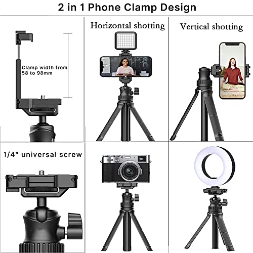 MT-34 Smartphone Trípode Extensible Trípode Cámara de Escritorio Mini Luz Soporte Trípode Vlog Selfie Stick con Soporte Teléfono 1/4" Compatible para Smartphone Camera Light Vlogging (Soporte 1,5 kg)