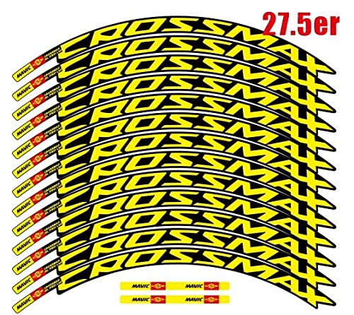 MTB Ancho de la Etiqueta de la Rueda 18mm Pro Calcomanías de la Rueda de Bicicleta Pegatinas de Bicicletas for Dos Ruedas calcomanías MTB Pegatinas de llanta (Color : 27.5er Yellow)