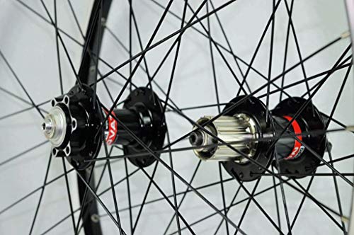 MTB Rueda Bicicleta 26 27.5 29 Pulgadas Llantas Aleación Doble Pared Freno Disco / V Juego Ruedas Bicicleta QR Bujes Rodamiento Sellados Casete 7-11 Velocidades 24H ( Color : Black hubs , Size : 26" )