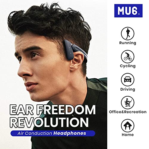 Mu6 Ring Air Conduction Auriculares Abiertos, Auriculares Deportivos inalámbricos, Auriculares Impermeables, Auriculares para Música/Juegos/Entrenamiento/Correr/Gimnasio