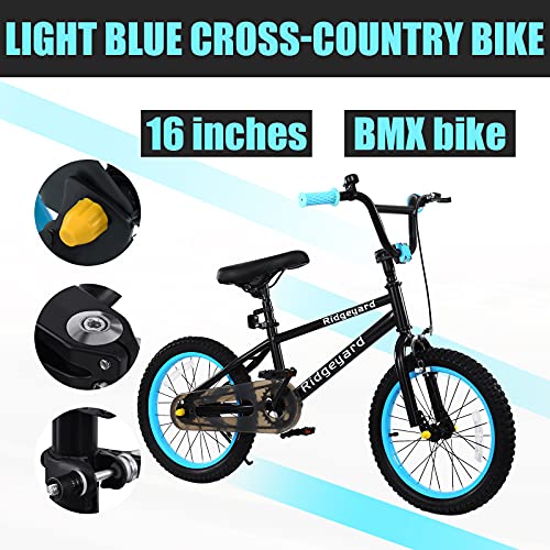 Muguang - Bicicleta BMX con sistema de rotor Freestyle 360º, 16 pulgadas, bicicleta BMX Freestyle 4 tacos (azul claro)