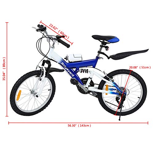 MuGuang Bicicleta de Montaña 20 Pulgadas Bicicleta Infantil 21 Speed Come with 500cc Kettle para Niños de 7 a 12 Años(Azul)