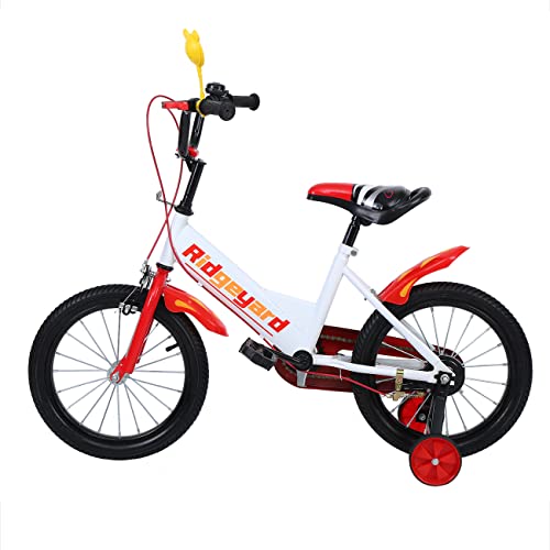 MuGuang - Bicicleta infantil de 16 pulgadas, para aprender a montar a caballo, con estabilizadores, para niños y niñas, para 4-8 años (rojo)