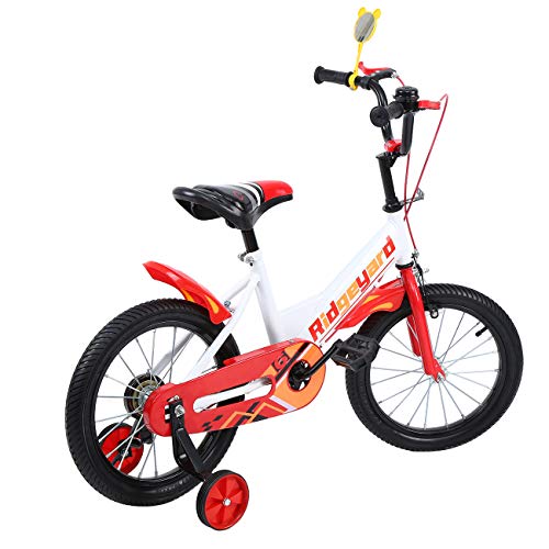 MuGuang - Bicicleta infantil de 16 pulgadas, para aprender a montar a caballo, con estabilizadores, para niños y niñas, para 4-8 años (rojo)