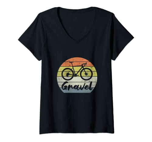 Mujer BICICLETA DE GRAVA ciclista bici de grava Gravel Bike Camiseta Cuello V