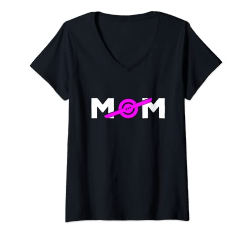 Mujer Mamá Una Rueda Patineta Eléctrica Propietario Día de la Madre Camiseta Cuello V