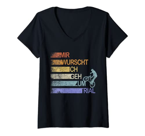 Mujer Mir Wursch Ich Geh Zum Trial - Bicicleta de montaña (estilo vintage) Camiseta Cuello V