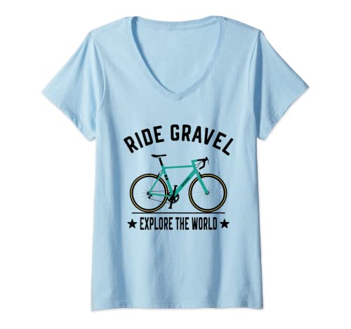 Mujer Ride Gravel Bike Bicicleta de Ciclocross and Bikepacking Camiseta Cuello V