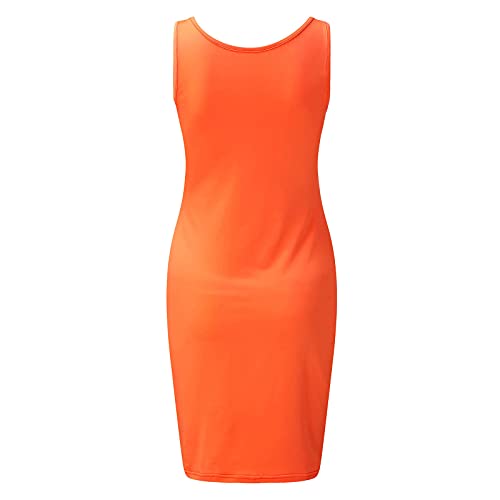 Mujeres Vestidos Midi Ropa Mujer Verano Falda Color Sólida Vestido Ajustado Vestidos Tirantes Falda Sexy S-XXL (Naranja,XXL)