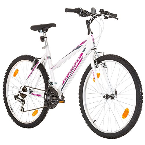 Multibrand, PROBIKE 6th Sense, 460 mm, 26 Pulgadas, Mountain Bike, 18 velocidades, Set de Mudgard, para Mujeres, Blanco-Rosa (Blanco-Rosa (Shimano))