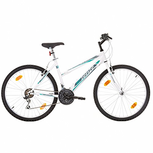 Multibrand, PROBIKE 6th Sense, 460 mm, 26 Pulgadas, Mountain Bike, 18 velocidades, Set de Mudgard, para Mujeres, Blanco-Rosa (Blanco-Turquesa (Shimano))