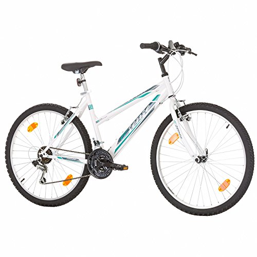 Multibrand, PROBIKE 6th Sense, 460 mm, 26 Pulgadas, Mountain Bike, 18 velocidades, Set de Mudgard, para Mujeres, Blanco-Rosa (Blanco-Turquesa (Shimano))