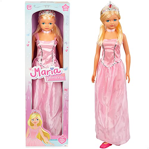 Muñeca Grande, Altura 105 cm, Muñeca Princesa, Juguetes niños y niñas 3 años, Muñecas para peinar, Muñecas articuladas, Princesas de Juguete, Zapatos niña Princesa, Corona niña Princesa