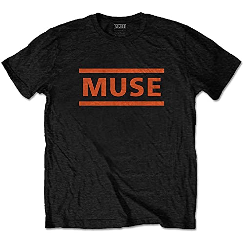 Muse Camiseta de manga corta con logo blanco para hombre, color negro