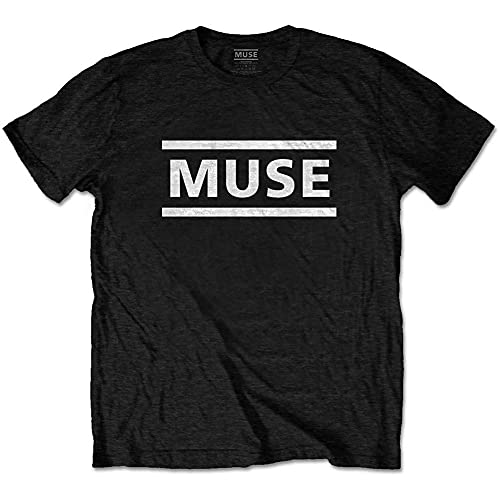 Muse Camiseta Slim Fit para hombre con logo blanco y negro