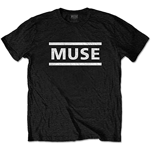 Muse Camiseta Slim Fit para hombre con logo blanco y negro