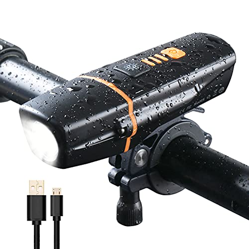 muson Luz Bicicleta Recargable USB Delantera, Sensor Inteligente Ultrabrillante Faro de Bicicleta, IPX65 Impermeable/ 7 Modos/Fácil de Instalar, Luz LED Bicicleta para Carretera y Montaña