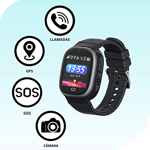 MY WATCH Reloj GPS Niños 2.0 Smartwatch para Niños Resistente al Agua Pantalla Táctil Reloj Niño GPS Localizador y Llamadas, WiFi, LBS, Voz, Cámara, SOS Batería 520 Mah
