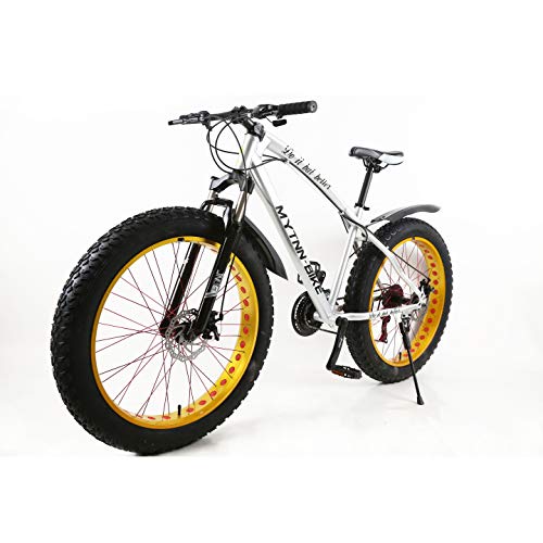 MyTNN Fatbike 26 pulgadas 21 velocidades Shimano Fat Tyre 2020 Mountain Bike 47 cm RH Snow Bike Fat Bike (plata/oro)